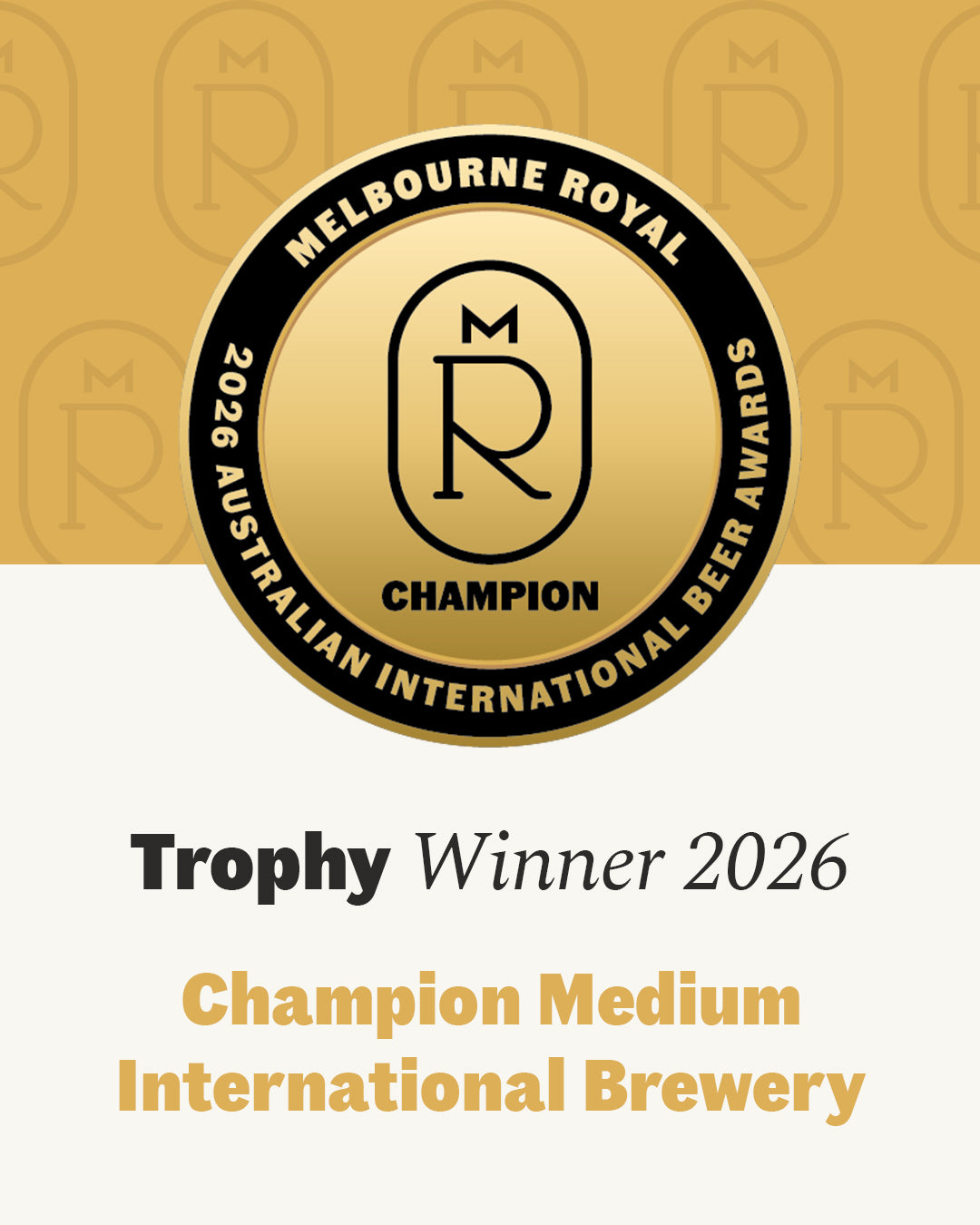 2026 Australian International Beer Award Champion Medium International Brewery トロフィー
