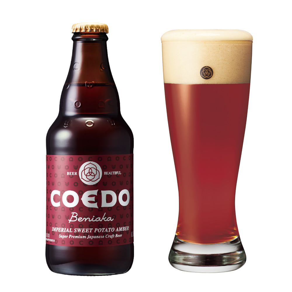 COEDO 紅赤 Beniaka クラフトビール ボトルとビールグラス 川越のクラフトビール