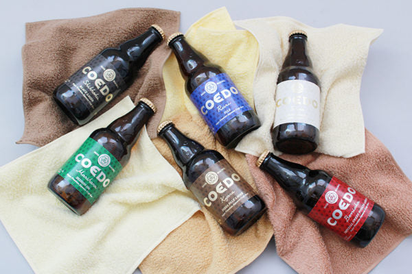 COEDO ビールとビール染めタオル 今治タオル クラフトビールならではの繊細な色合いを楽しめます